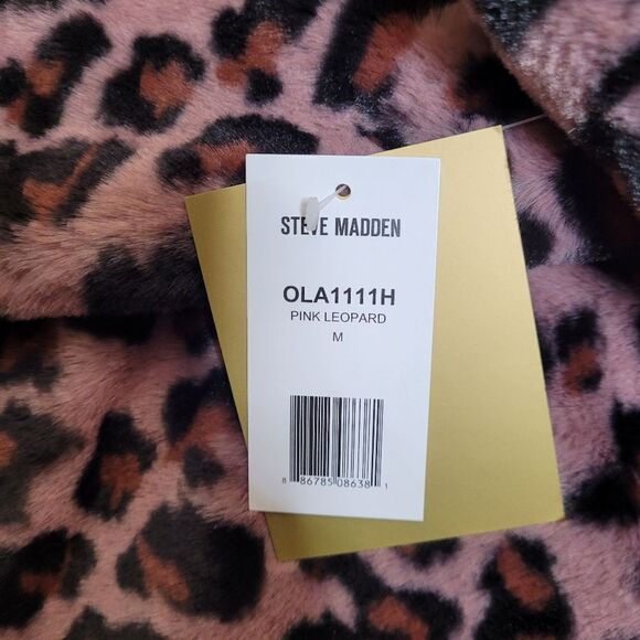 NEW‎ Steve Madden faux fur vegan pink leopard mob wife jacket coat M - Picture 6 of 12